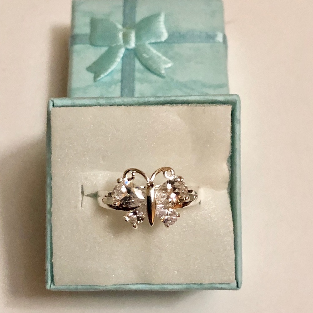 Sz 7,8–>925 Crystal butterfly ring